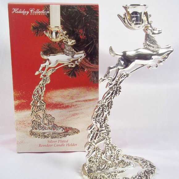 Godinger Holiday Godinger Silver Plated Reindeer Candle Holder